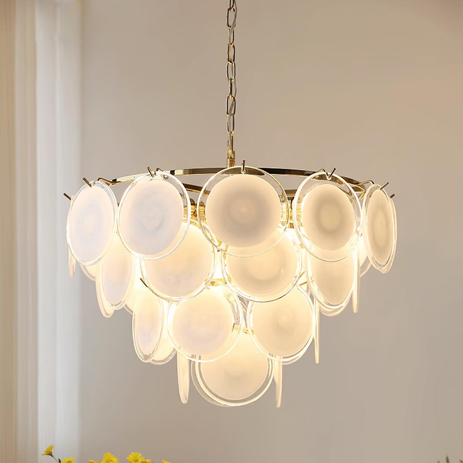 Esona Cascading Frosted Glass Discs Chandelier