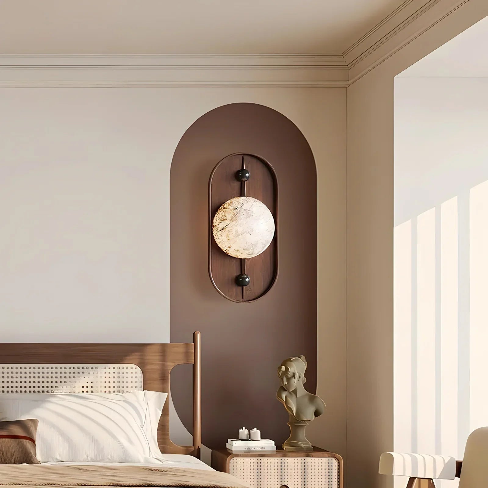 Driftwood Alabaster Wall Lamp Walnut Color