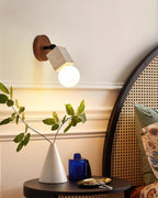 Ritta Cute Travertine Wall Lamp Wood Plate