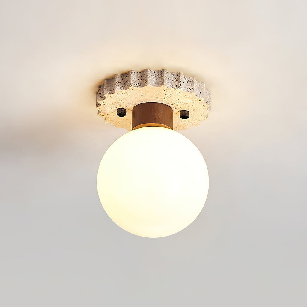 Ritta Ceiling Light Travertine Scalloped Base