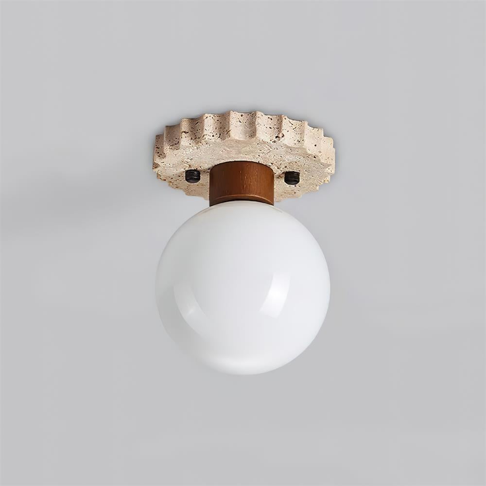 Ritta Ceiling Light Travertine Scalloped Base
