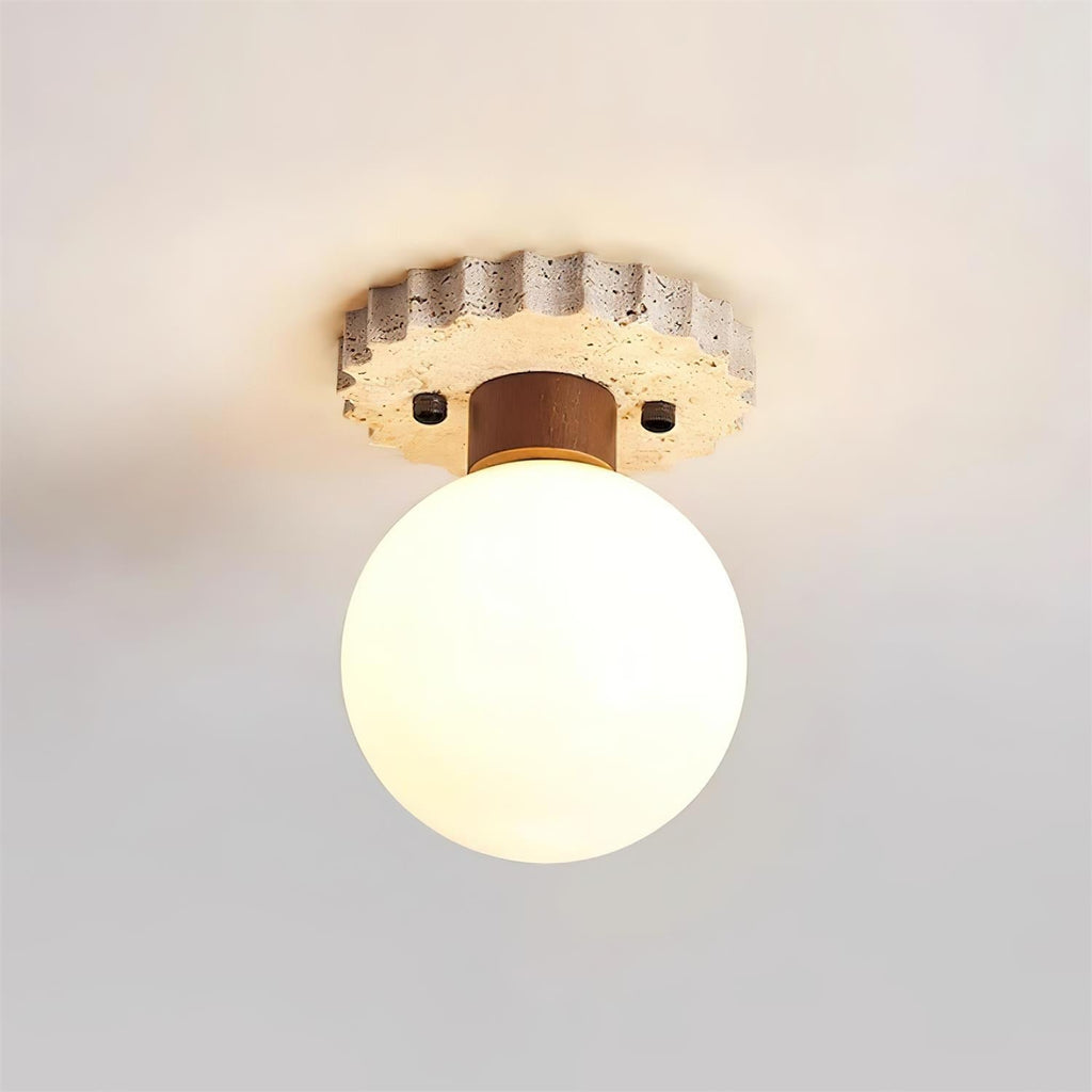 Ritta Ceiling Light Travertine Scalloped Base