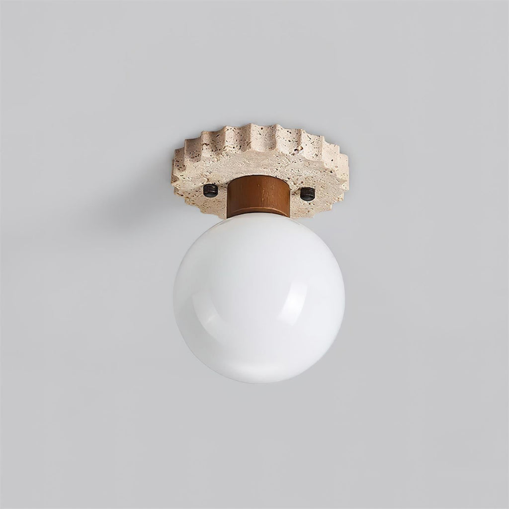 Ritta Ceiling Light Travertine Scalloped Base
