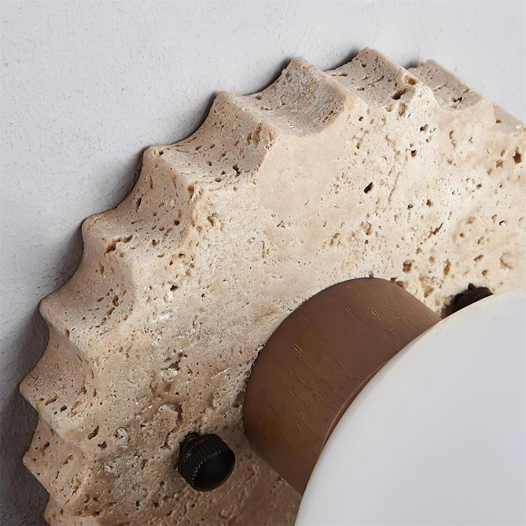 Ritta Ceiling Light Travertine Scalloped Base
