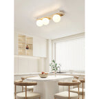 Bianca Globe Modern Minimalist Travertine Glass Ceiling Lamp