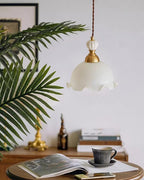 Pendant Lamp Wavy Edge Glass Shade Soft Glow Vintage Romantic
