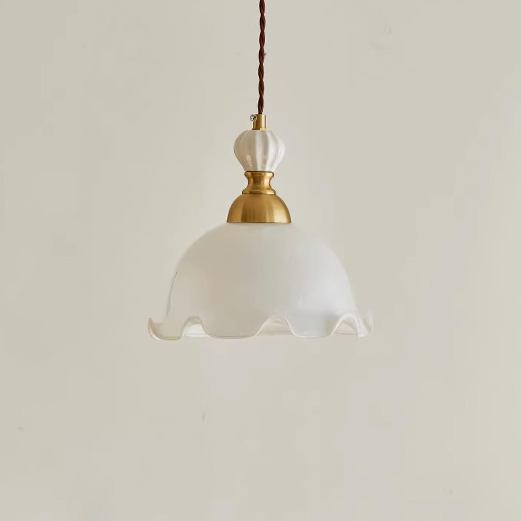Pendant Lamp Wavy Edge Glass Shade Soft Glow Vintage Romantic