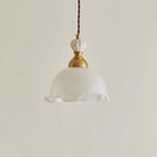 Pendant Lamp Wavy Edge Glass Shade Soft Glow Vintage Romantic