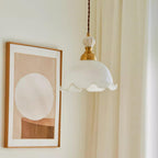 Pendant Lamp Wavy Edge Glass Shade Soft Glow Vintage Romantic
