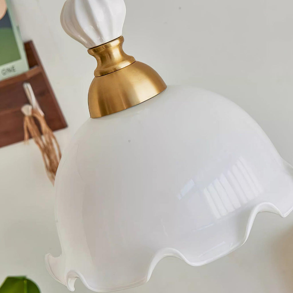 Pendant Lamp Wavy Edge Glass Shade Soft Glow Vintage Romantic
