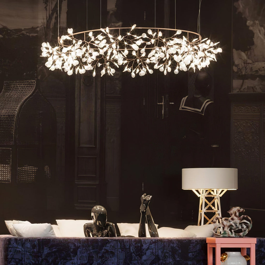 Olivia Unique Round Sputnik Art Deco Firefly Chandelier, Living Room/ Bedroom