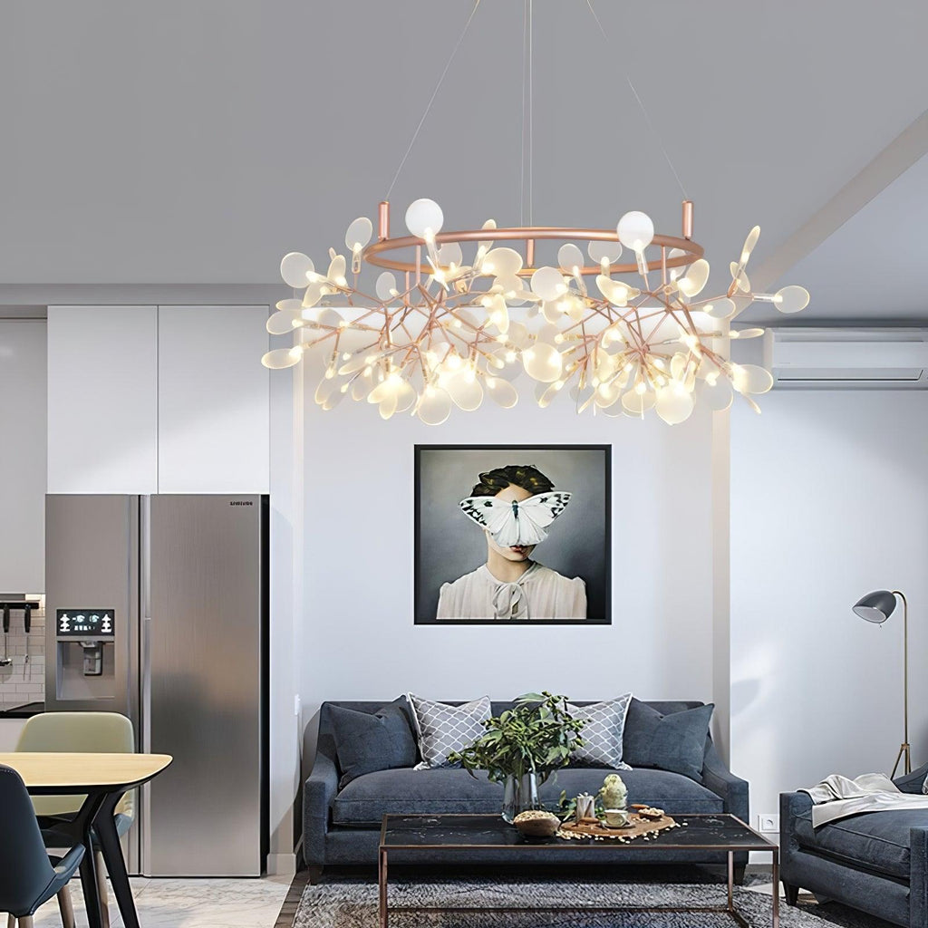 Olivia Unique Round Sputnik Art Deco Firefly Chandelier, Living Room/ Bedroom