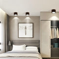 Arisha Modern Round Flush Mount Ceiling Light, Wood/Black, Living Room