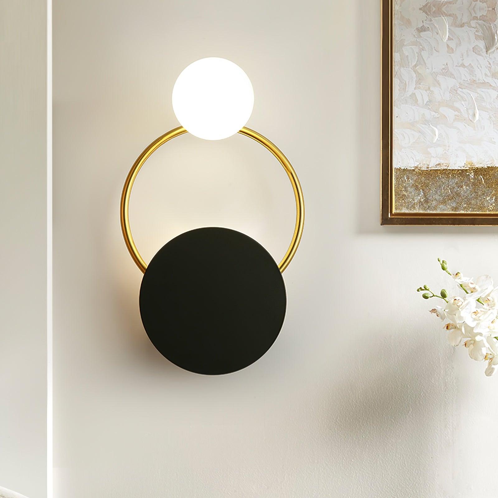 Arisha Modern LED Triple Rings Wall Lamp, Metal/Glass, Gold/Black, Bedroom