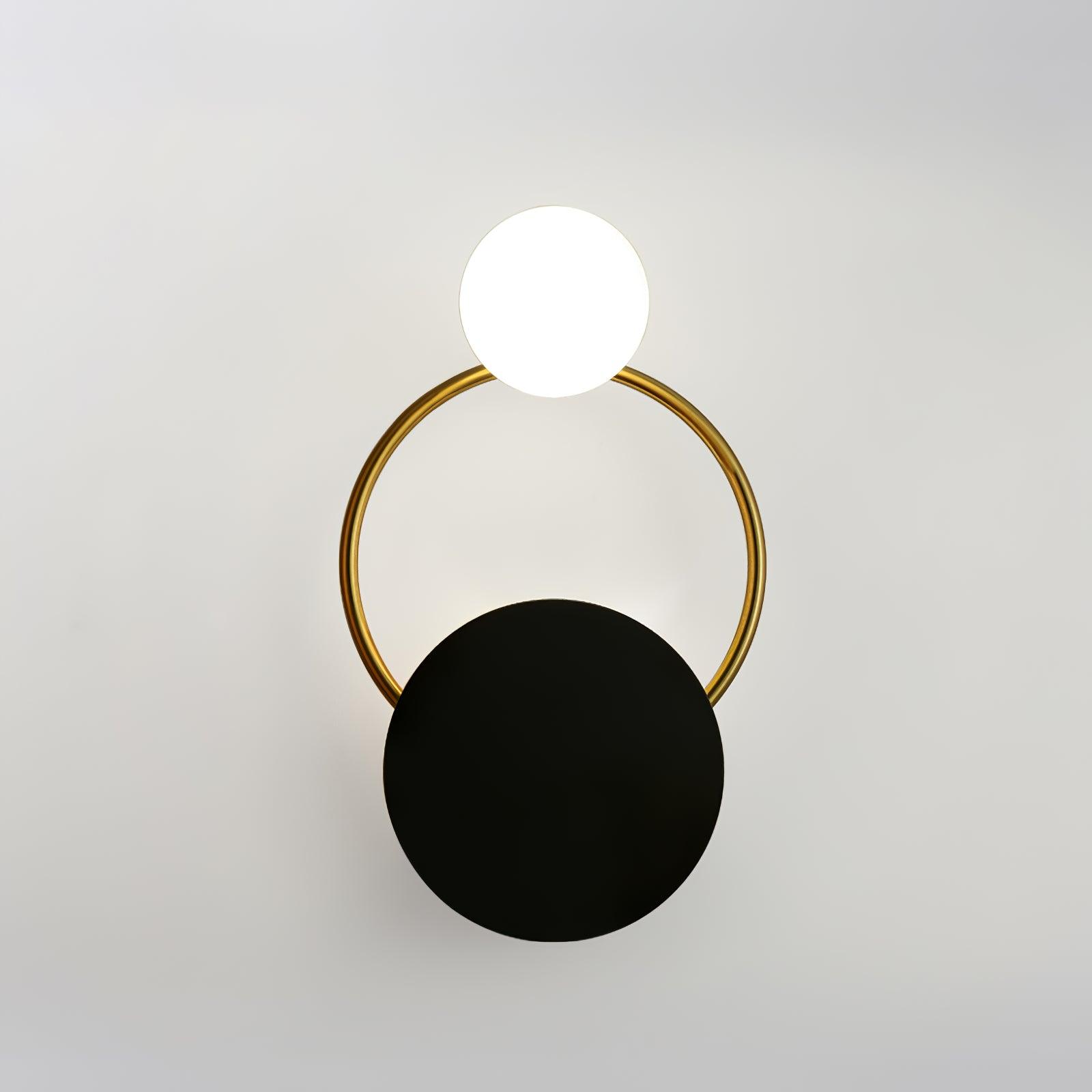 Arisha Modern LED Triple Rings Wall Lamp, Metal/Glass, Gold/Black, Bedroom