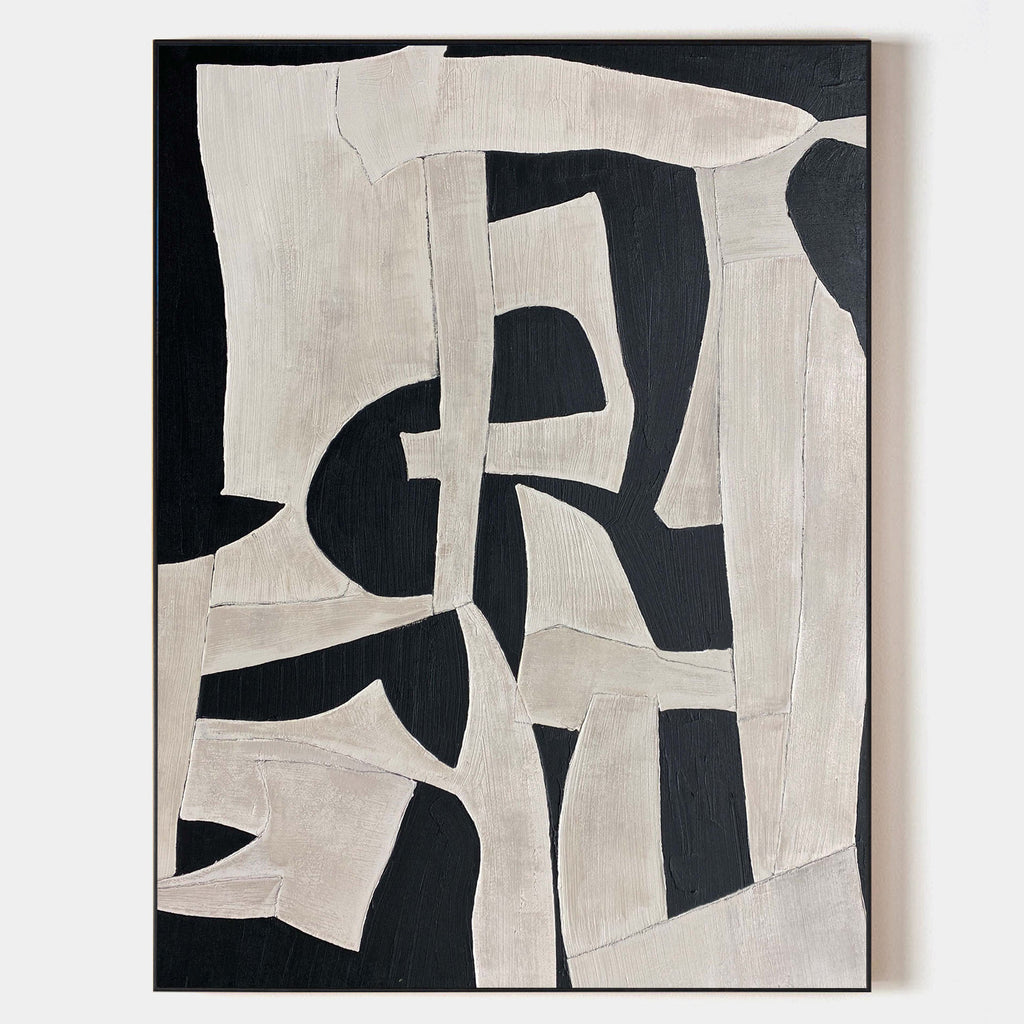 Textured Geometric Monochrome Abstract Painting