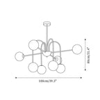 Chandelier Black Metal Arches Glass Globes Minimalist