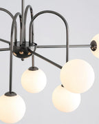 Chandelier Black Metal Arches Glass Globes Minimalist