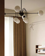 Chandelier Black Metal Arches Glass Globes Minimalist