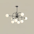 Chandelier Black Metal Arches Glass Globes Minimalist