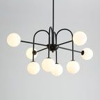 Chandelier Black Metal Arches Glass Globes Minimalist