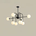 Chandelier Black Metal Arches Glass Globes Minimalist