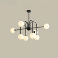 Chandelier Black Metal Arches Glass Globes Minimalist