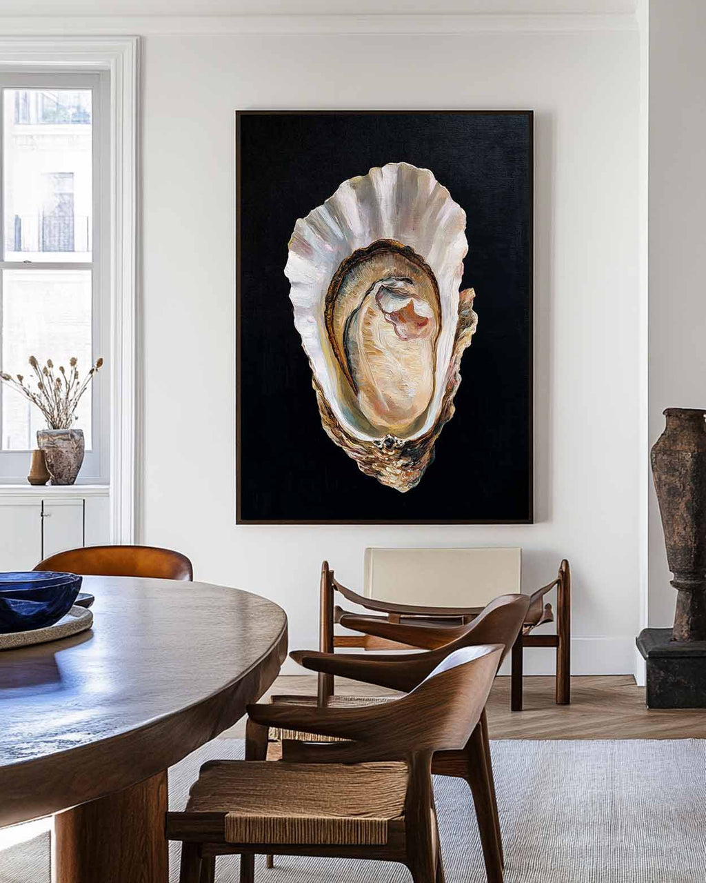 Oyster Shell Oil Painting Coastal Kitchen Wall Art
