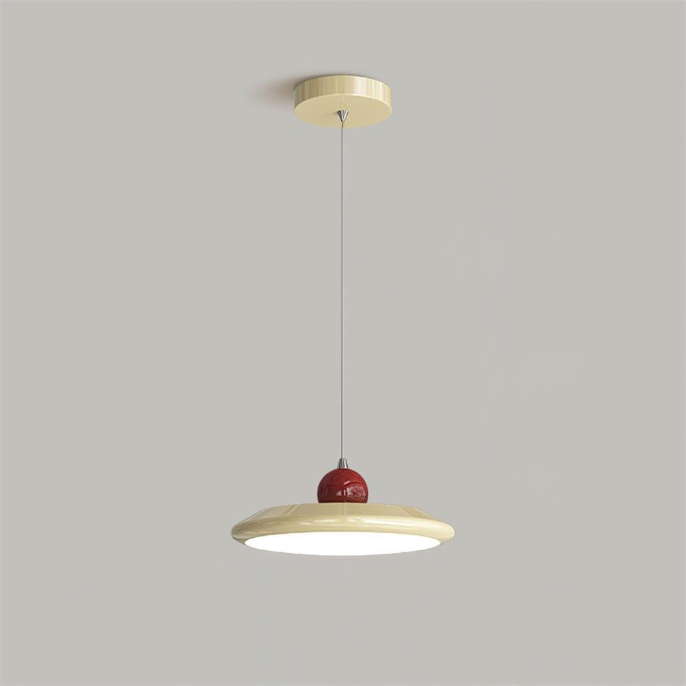 Pendant Lamp White Disc Green Trim Red Bold