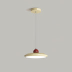 Pendant Lamp White Disc Green Trim Red Bold