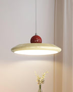 Pendant Lamp White Disc Green Trim Red Bold