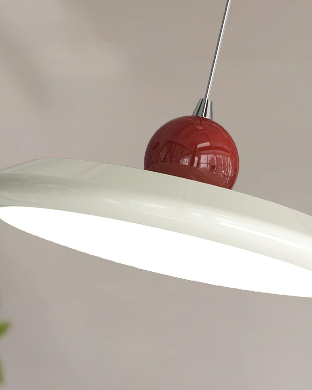 Pendant Lamp White Disc Green Trim Red Bold