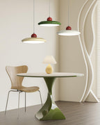 Pendant Lamp White Disc Green Trim Red Bold