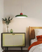 Pendant Lamp White Disc Green Trim Red Bold