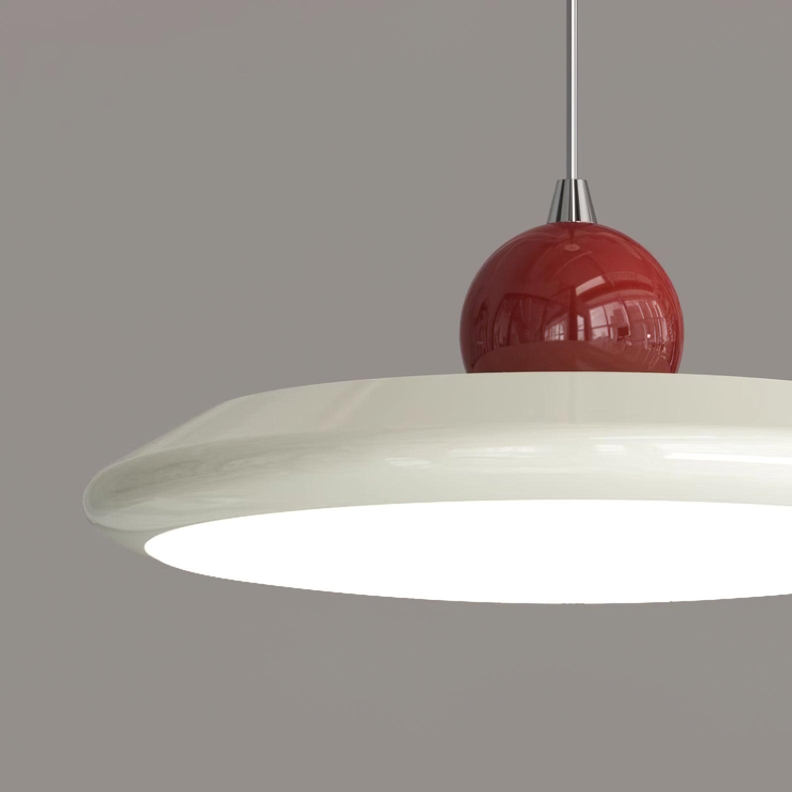 Pendant Lamp White Disc Green Trim Red Bold