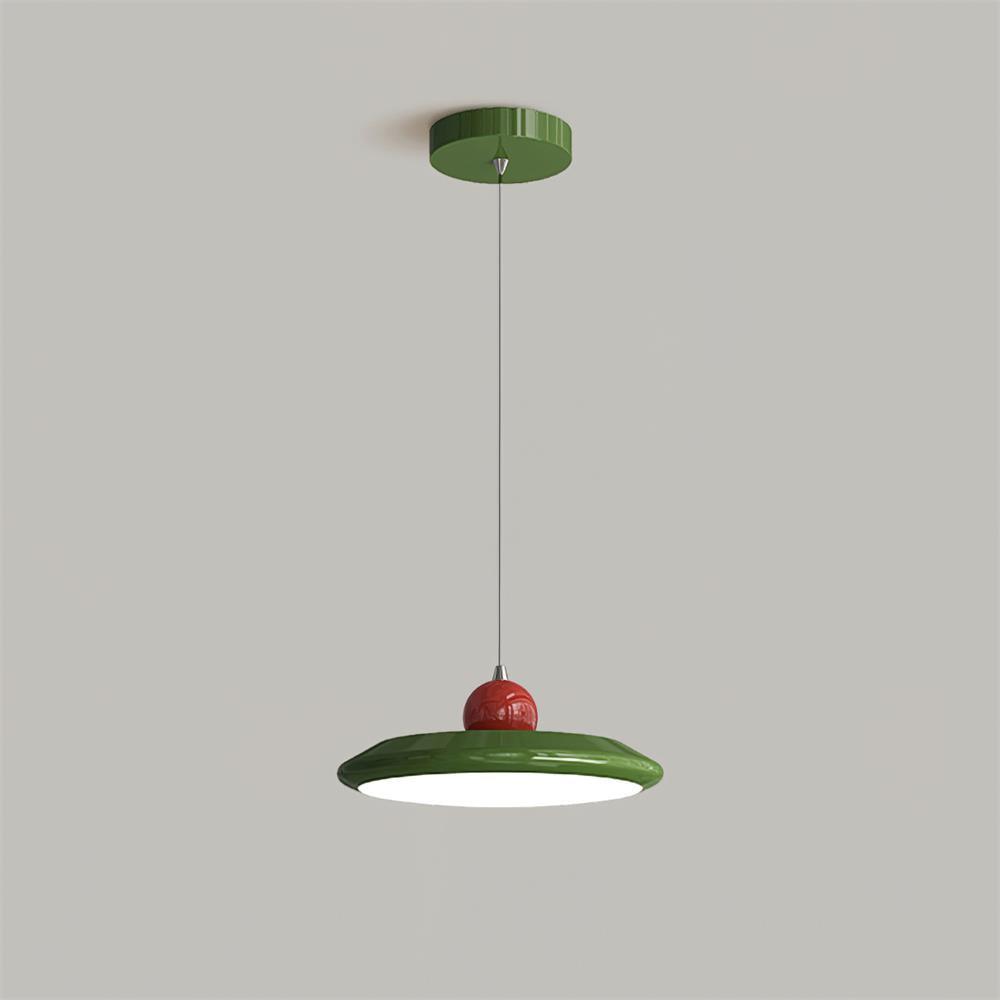 Pendant Lamp White Disc Green Trim Red Bold