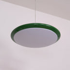 Pendant Lamp White Disc Green Trim Red Bold