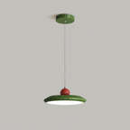 Pendant Lamp White Disc Green Trim Red Bold