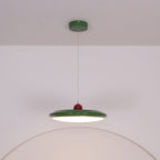 Pendant Lamp White Disc Green Trim Red Bold
