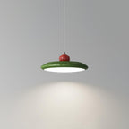 Pendant Lamp White Disc Green Trim Red Bold