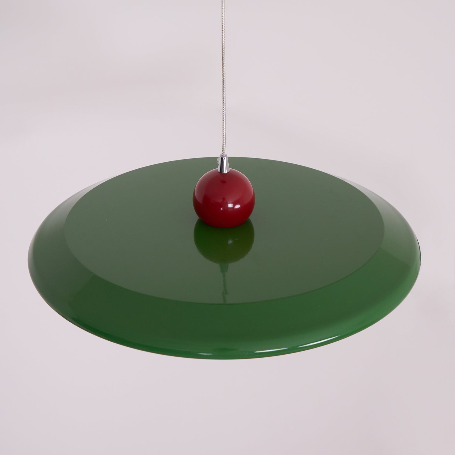 Pendant Lamp White Disc Green Trim Red Bold