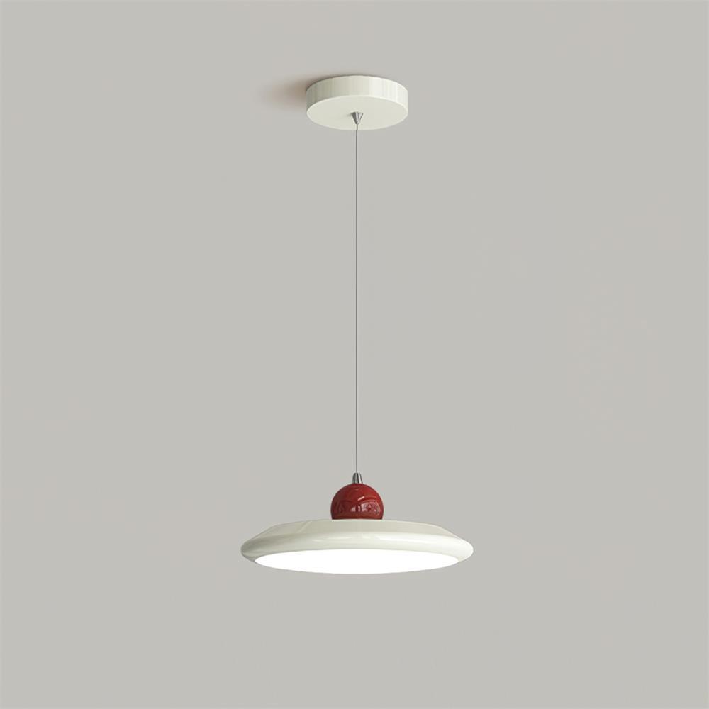 Pendant Lamp White Disc Green Trim Red Bold