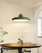 Pendant Lamp White Disc Green Trim Red Bold