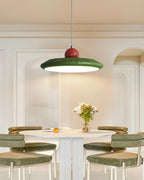 Pendant Lamp White Disc Green Trim Red Bold