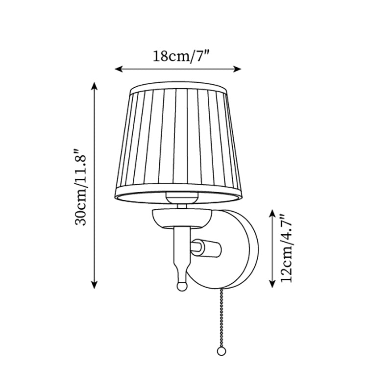 Wall Lamp Fabric Shade Modern Classic Gold Walnut Sconce Bedroom