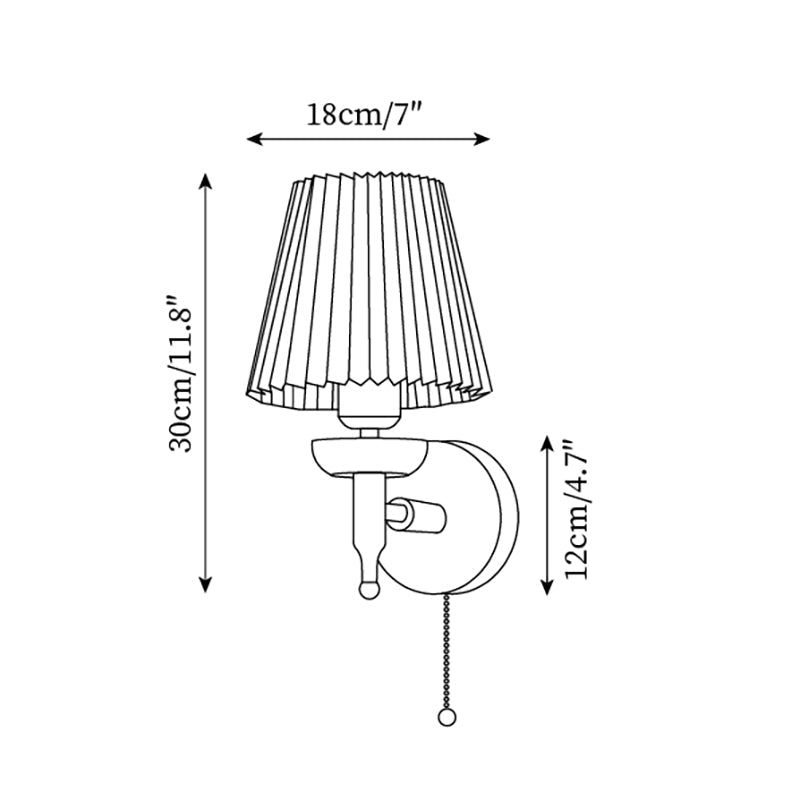 Wall Lamp Fabric Shade Modern Classic Gold Walnut Sconce Bedroom