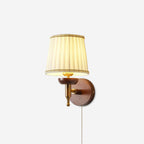 Wall Lamp Fabric Shade Modern Classic Gold Walnut Sconce Bedroom
