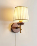Wall Lamp Fabric Shade Modern Classic Gold Walnut Sconce Bedroom