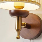 Wall Lamp Fabric Shade Modern Classic Gold Walnut Sconce Bedroom