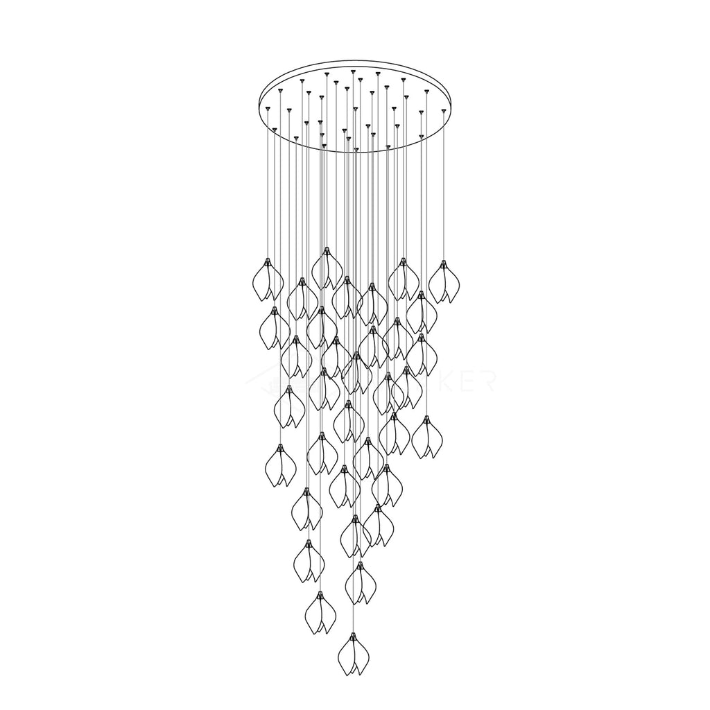 Lustra Pendant Lamp White Floral Ceramic